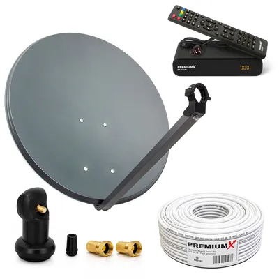 Produktbild von PremiumX SAT Anlage 60cm Antenne Single LNB 10m Kabel HDTV Receiver
