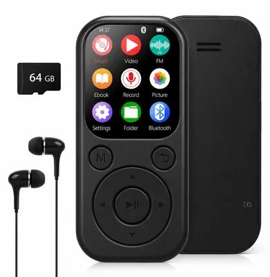 Produktbild von MP3 Player mit Bluetooth 5.3, 64 GB Speicherkarte, HiFi Sound, FM und Sprachaufnahme, für Kinder und Reisen, inkl. Kopfhörer