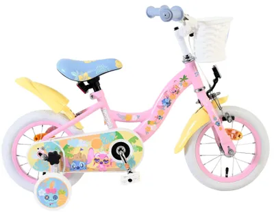 Immagine prodotto di Bicicletta per bambini Volare Koala, modello da 12 pollici, rosa, con cestino e ruote stabilizzatrici, per bambine
