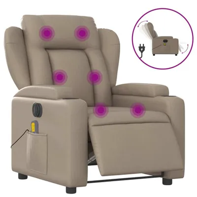 Image de Fauteuil de massage Électrique Cappuccino Marron Similicuir