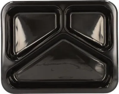 Produktbild von Mikrowellenschalen, PP 3-geteilt 765 ml 3,2 cm x 22,7 cm x 17,8 cm schwarz