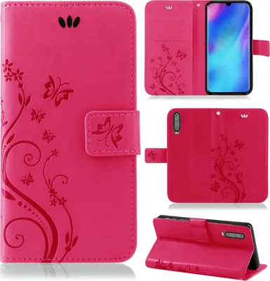 Produktbild von Handytasche für Huawei P30 Blumen Flip Cover Buchhülle mit Magnetverschluss, Pink