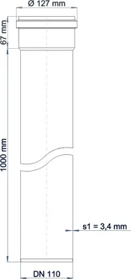 Immagine prodotto di Poloplast POLO-KAL NG, tubo con manicotto a innesto, DN 110, asta da 1 m, 1 pz.