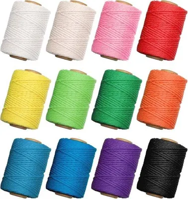 Produktbild von Famanu Macramé-Kordelset für kreative Projekte - 3 mm x 396 m, 12 Rollen Baumwollkordel