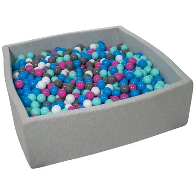 Produktbild von Bällebad für Kinder, 120x120 cm + 1200 Bälle weiß, blau, pink, grau, türkis