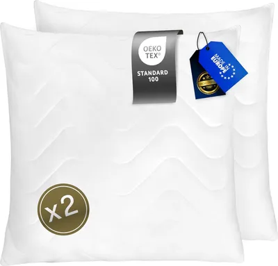 Produktbild von FAM' Home s Kissen 65x65 2er Set – Kopfpolster Volumenfüllung (820 g) - ergonomische weiße Bettkissen Leichte Pflege Schlafkissen Allergiker