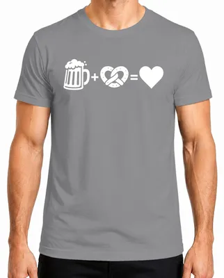 Immagine prodotto di Birra, Bretzel, Cuore,  , Wiesn, Baviera, Camicia tradizionale, Pantaloni di pelle, Maglietta da uomo, Grigio, Taglia L