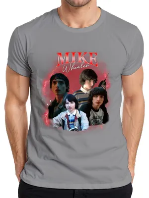 Obrázok produktu pre Mike Wheeler Stranger Fan Gift Hawkins 80. roky Retro 90. roky Bootleg Pánske tričko, sivá, S