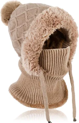 Productafbeelding van Wintermuts dames - 3-in-1 - Beanie en halswarmer - Bivakmuts - Fleecevoering