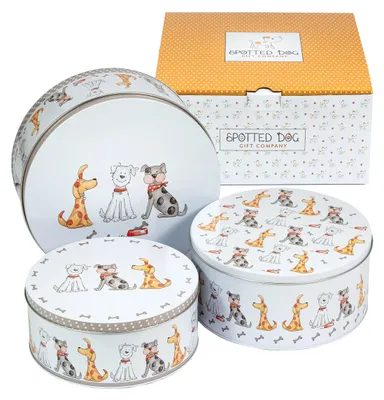 Imagen del producto de Juego de 3 latas metálicas para galletas y pasteles, con motivos de perros