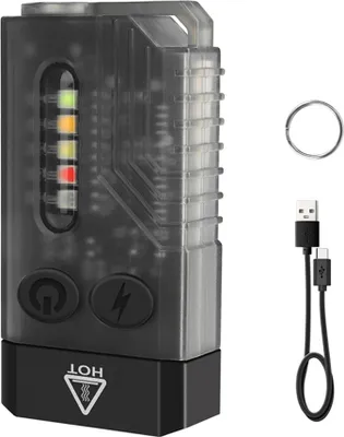 Zdjęcie produktu dla V10 mini latarka wielofunkcyjna 365 fioletowe światło EDC przenośna latarka z brzęczykiem alarmowym przezroczysta czarna (z fioletowym światłem)