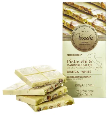 Produktbild von Venchi Weiße Schokolade mit gesalzenen Nüssen 100 g – Premium Schokoladentafel aus Italien