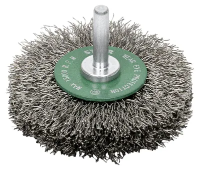 Produktbild von STIER Rundbürste Scheibenbürste 75 mm für Bohrmaschine Geradschleifer, 6 mm Schaft, Drahtstärke 0,3 mm, gewellt, Edelstahl