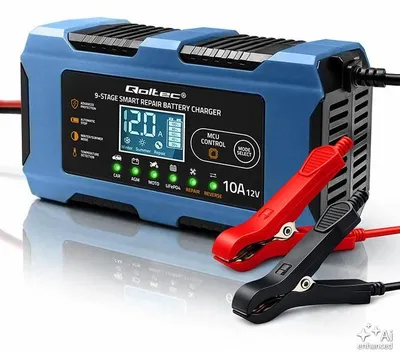 Produktbild von Qoltec 12-V-Ladegerät, 10 A, für AGM, GEL und LiFePO4 mit Reparaturfunktion