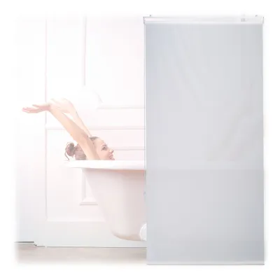 Image de Store de douche Relaxdays, 80 x 240 cm, store à cordon pour douche et baignoire, plafond et fenêtre, store de salle de bain hydrofuge, blanc
