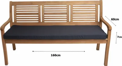 Obrázek produktu pro Polštářek na zahradní lavičku 160x60x7 Tmavě modrá, Plochý zahradní polštář, Sedadlo pro 3 osoby, Venkovní polštář, Polštář na houpačku/lavičku