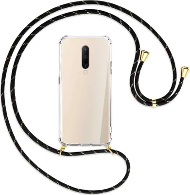 Produktbild von Handykette Backcover-Schutzhülle mit Band (Metall goldfarben) für OnePlus 7 Pro - schwarz/gold