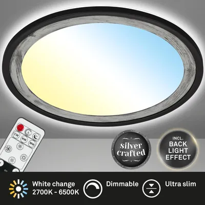 Produktbild von Briloner Deckenleuchte Silver Crafted LED 22W CCT Dimmbar Deckenlampe Backlight Schwarz-Silber