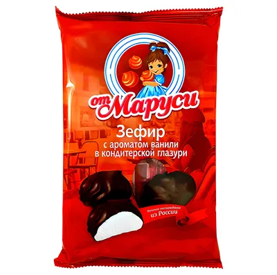 Produktbild von Schaumzuckerware Zefir mit Vanillegeschmack in kakaohaltiger Fettglasur 205g