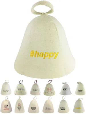 Produktbild von Saunahut aus Wollfilz (SS20-02) Saunamütze mit witzigen Motiven, Filz Kopfschutz Saunakappe Filzkappe Mütze Filzhut Kappe Sauna Hut