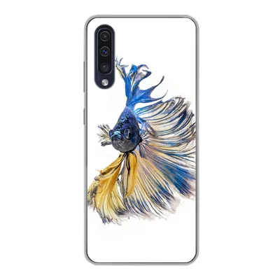 Produktbild von MuchoWow® Handyhülle Schutzhülle Hülle für Samsung Galaxy A30s Fisch - Schwanz - Blau Silikon Softcase Handy Hülle - Karteninhaber