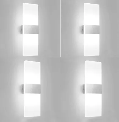 Produktbild von LED Wandleuchte innen 12W Wandlampe Modern Acryl Wandbeleuchtung fuer Wohnzimmer Schlafzimmer Treppenhaus Flur, Kaltweiss, 4Pcs