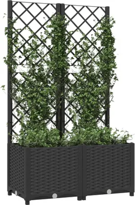 Produktbild von "2026 Aktion"Garten-Pflanzgefäß/Garten-Hochbeet - CLORIS - Pflanzkasten - mit Spalier Schwarz 80 x 40 x 136 cm PP - NeuMöbel6061082
