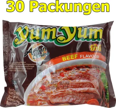 Produktbild von Yum Yum Beef 30er Pack (30 x 60g) instant Nudeln asiatische Nudelsuppe Rindfleischgeschmack