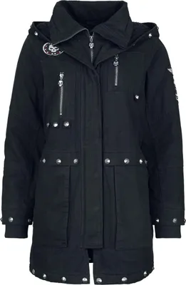 Produktbild von Rock Rebel by EMP Damen schwarze Winterjacke mit Nietendetails XL