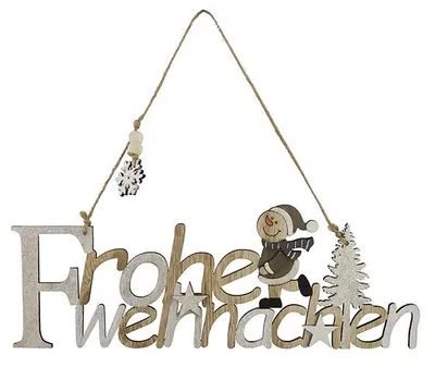 Produktbild von Schriftzug Frohe Weihnachten aus Holz, 29,5 x 10,5 x