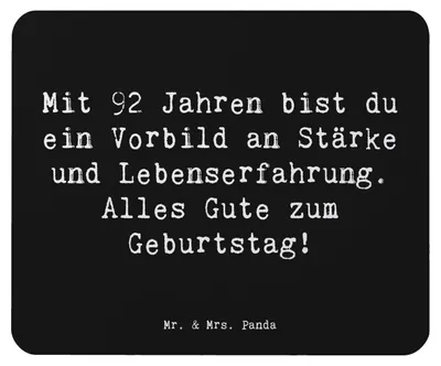 Produktbild von Mr. & Mrs. Panda Mauspad Spruch 92. Geburtstag Wunder - Schwarz - Geschenk, mousematte, Alter, Mouse Pad, Bewunderung, Mousepad, Alles Gute, laptop, 92 Jahre, pc