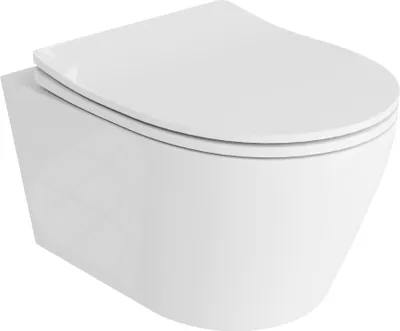 Produktbild von LAVITA Wand-WC Toronto | Hänge Toilette | Toilettendeckel mit Absenkautomatik & Metallscharniere | Toiletten Spülrandlos Hängend | Spülsystem TORNADO | Toilettenbecken | Weißer Glanz