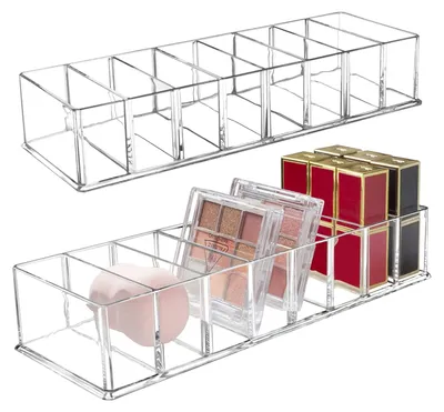 Obrázok produktu pre 2 kusy odnímateľného organizéra na kozmetiku – 8 priehradiek na make-up a šperky