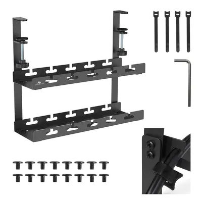 Produktbild von Maclean Untertisch-Kabelsammler Tragfähigkeit 5 kg 2 Ebenen schwarz MC-104 B