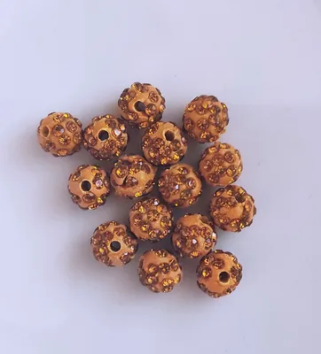 Image de Perles Shamballa, scintillantes, 8 mm, 15 pièces, orange