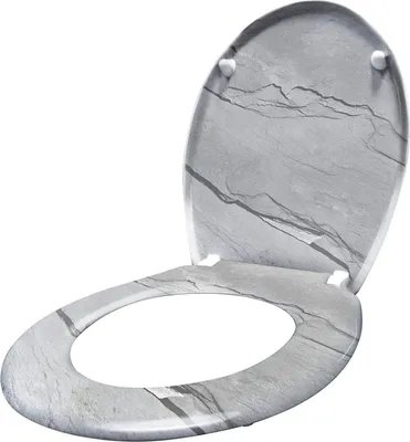 Obrázek produktu pro YARDIN WC sedátko s měkkým zavíráním WC sedátko WC poklop včetně montážního materiálu z tvrdého plastu, 45 x 38 cm, mramor