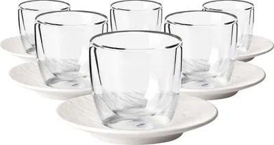 Produktbild von Villeroy & Boch Manufacture Rock Espressoglas mit Untertasse 60 ml 6er Set weiß