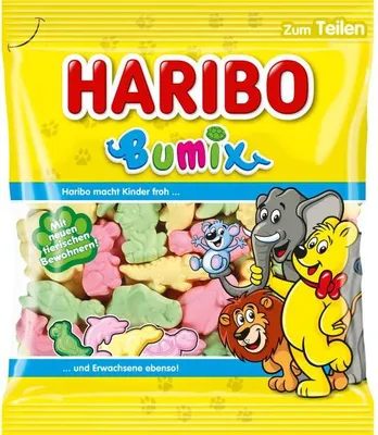 Produktbild von Haribo Bumix fruchtige bunte Schaumzucker-Figuren Packung 175g