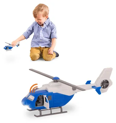 Zdjęcie produktu dla Helikopter Battat, 20 cm - Zabawkowy helikopter z światłami i dźwiękami - Mały, niebieski, zabawkowy pojazd ratunkowy - Elementy ruchome - Od 3 roku życia