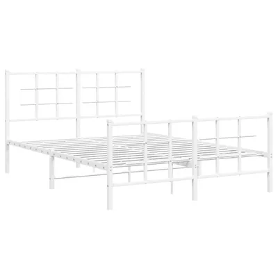 Produktbild von Bettgestell mit Kopf- und Fußteil Metall Weiß 140x200 cm