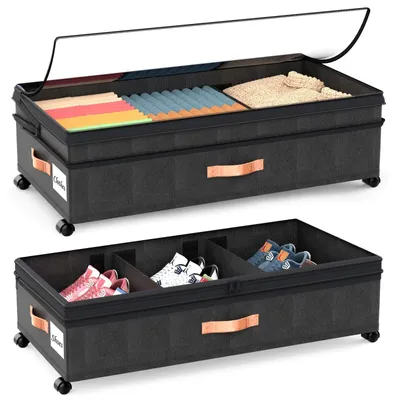 2er-Set Aufbewahrungsboxen unter dem Bett mit Rollen, Metallrahmen, faltbar