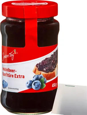 Produktbild von Jeden Tag Konfitüre Extra Heidelbeere (450g Glas) + usy Block