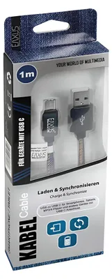 Produktbild von USB-C Lade- Datenkabel 1m Anti-Bruch im Jeans Design, iPad Pro Eaxus