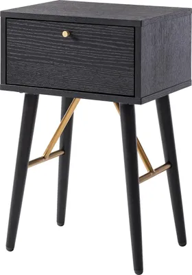 Produktbild von home24 Nachttisch - Schwarz / Eiche - 40 x 60 x 30 cm
