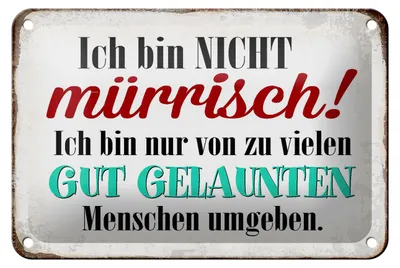 Produktbild von Blechschild Spruch 18x12cm ich bin nicht mürrisch bin nur