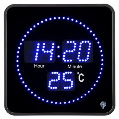 Image de Horloge digitale radio-pilotée BLEUE avec température
