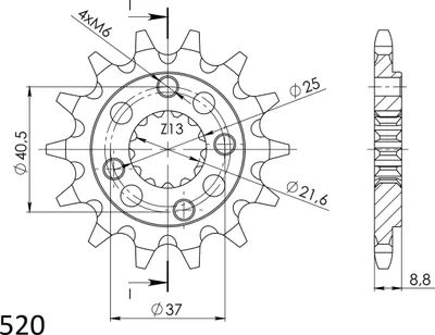Produktbild von Ritzel Supersprox 520 - 13Z CST-1309:13|feinverzahnt 21,4/25,0