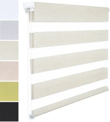 Produktbild von WOLTU Doppelrollo Zebrarollo Klemmfix ohne Bohren Holzlook Buche 85x150cm (BxH)
