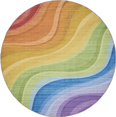 Produktbild von Interiyou Waschbarer Teppich Gent Multicolor/Lila ø 120 cm rund