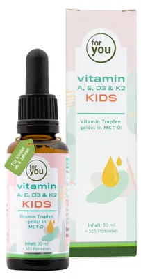 Produktbild von for you vitamin A, E, D3 & K2 kids flüssig